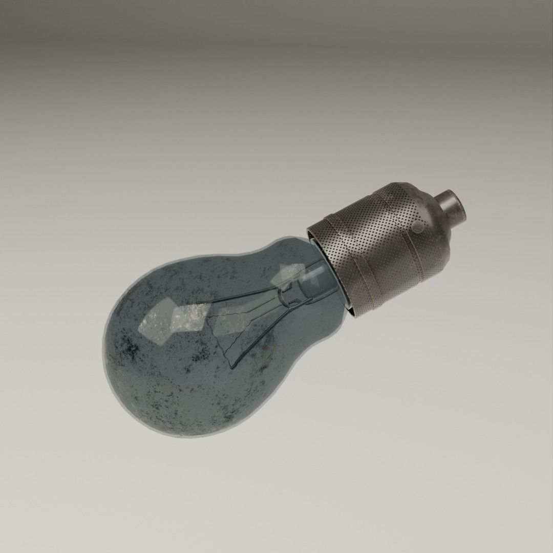 Vintage incandescent lightbulb and holder Low-poly 3D model_4