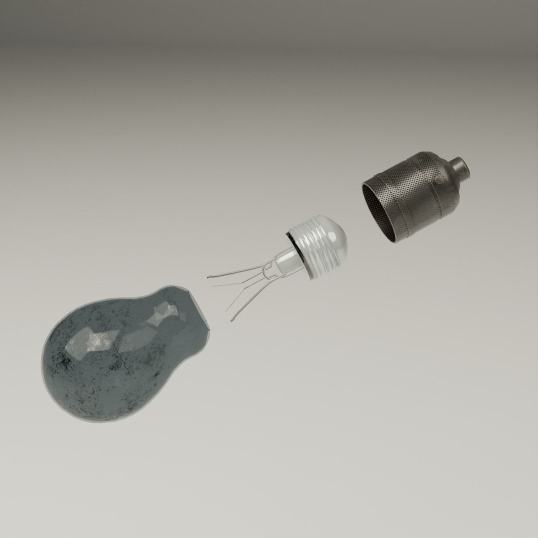 Vintage incandescent lightbulb and holder Low-poly 3D model_5