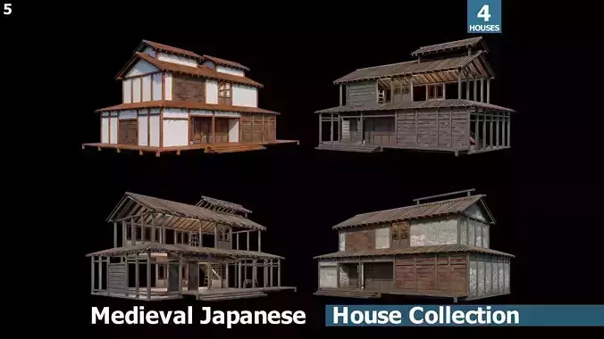 Medieval  Japanese Houses  - 4K Textures Game Ready