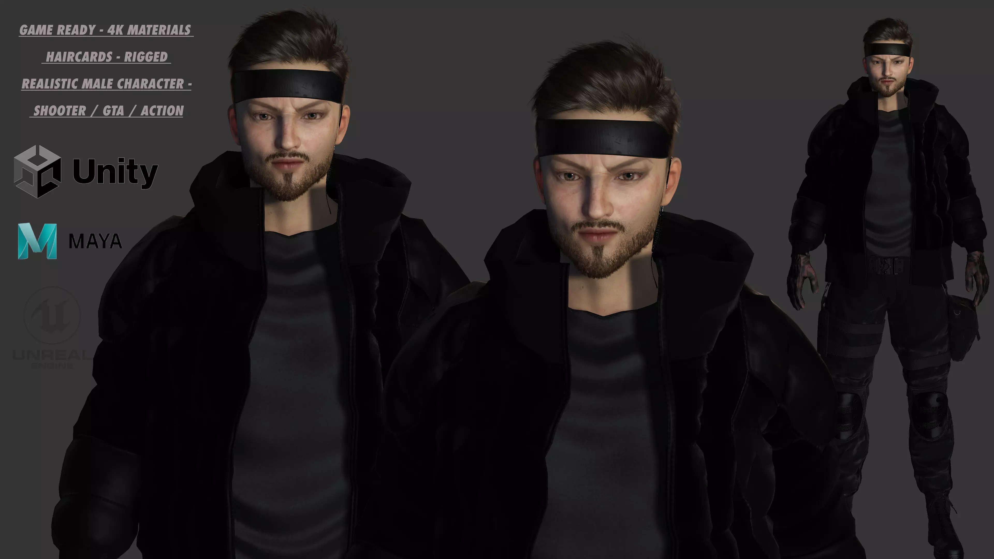 AAA 3D REALISTIC MALE CHARACTER - GUN SHOOTER MILITARY GTA WAR Low-poly 3D model_0