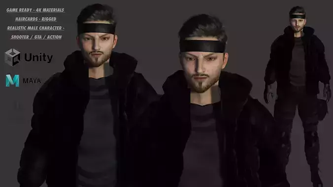 AAA 3D REALISTIC MALE CHARACTER - GUN SHOOTER MILITARY GTA WAR Low-poly 3D model