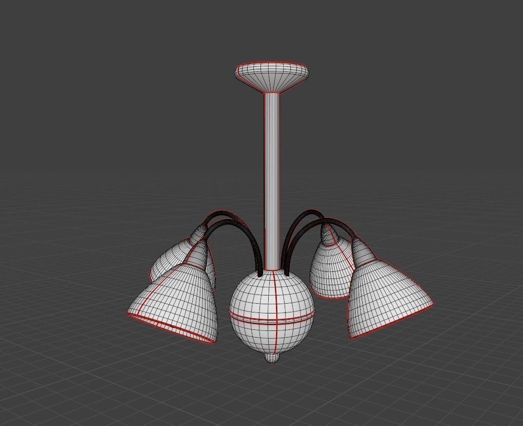 old Soviet ceiling lamp Low-poly 3D model_4