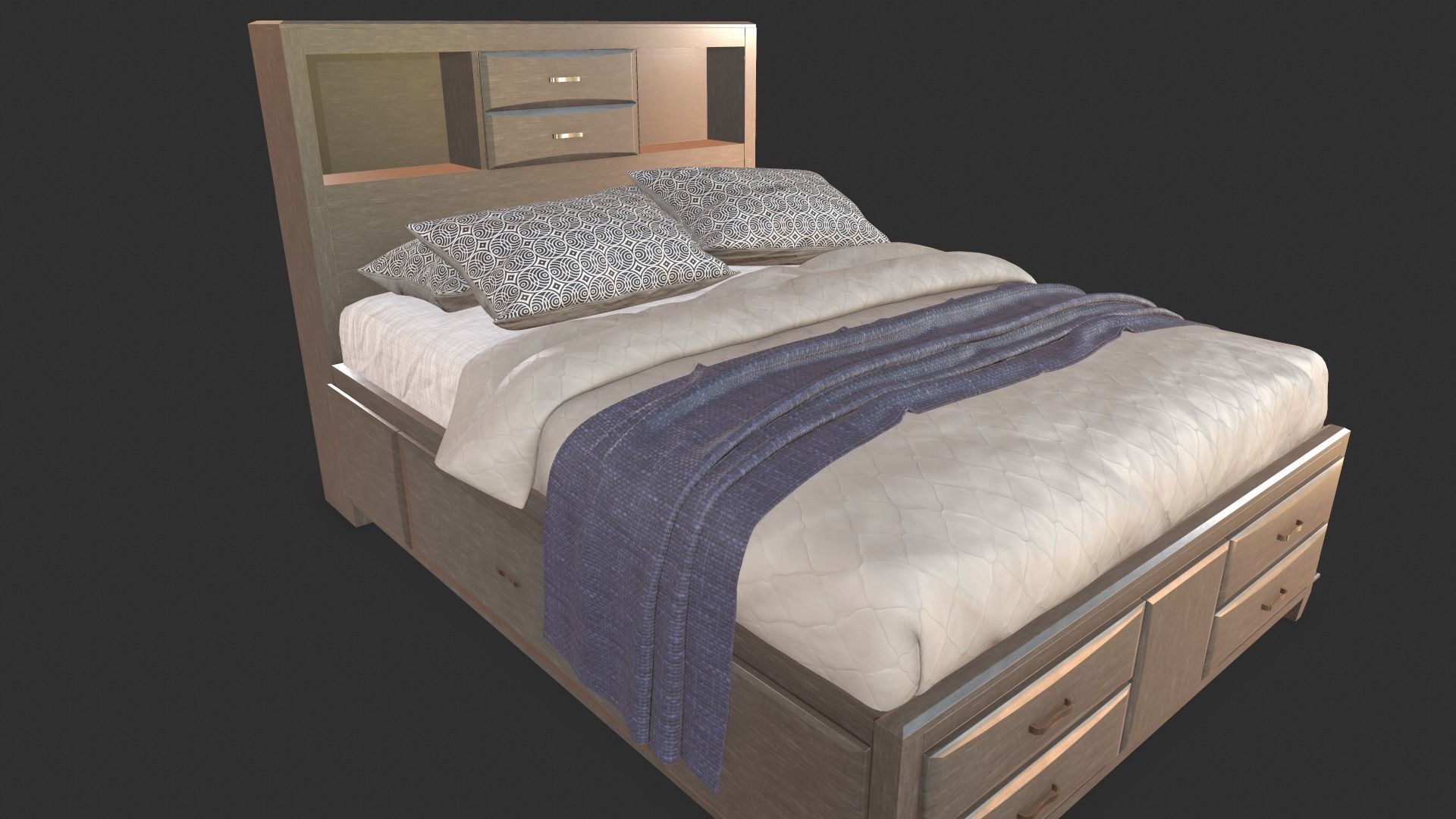Ashley Caitbrook Queen Storage Bed 3D model_9