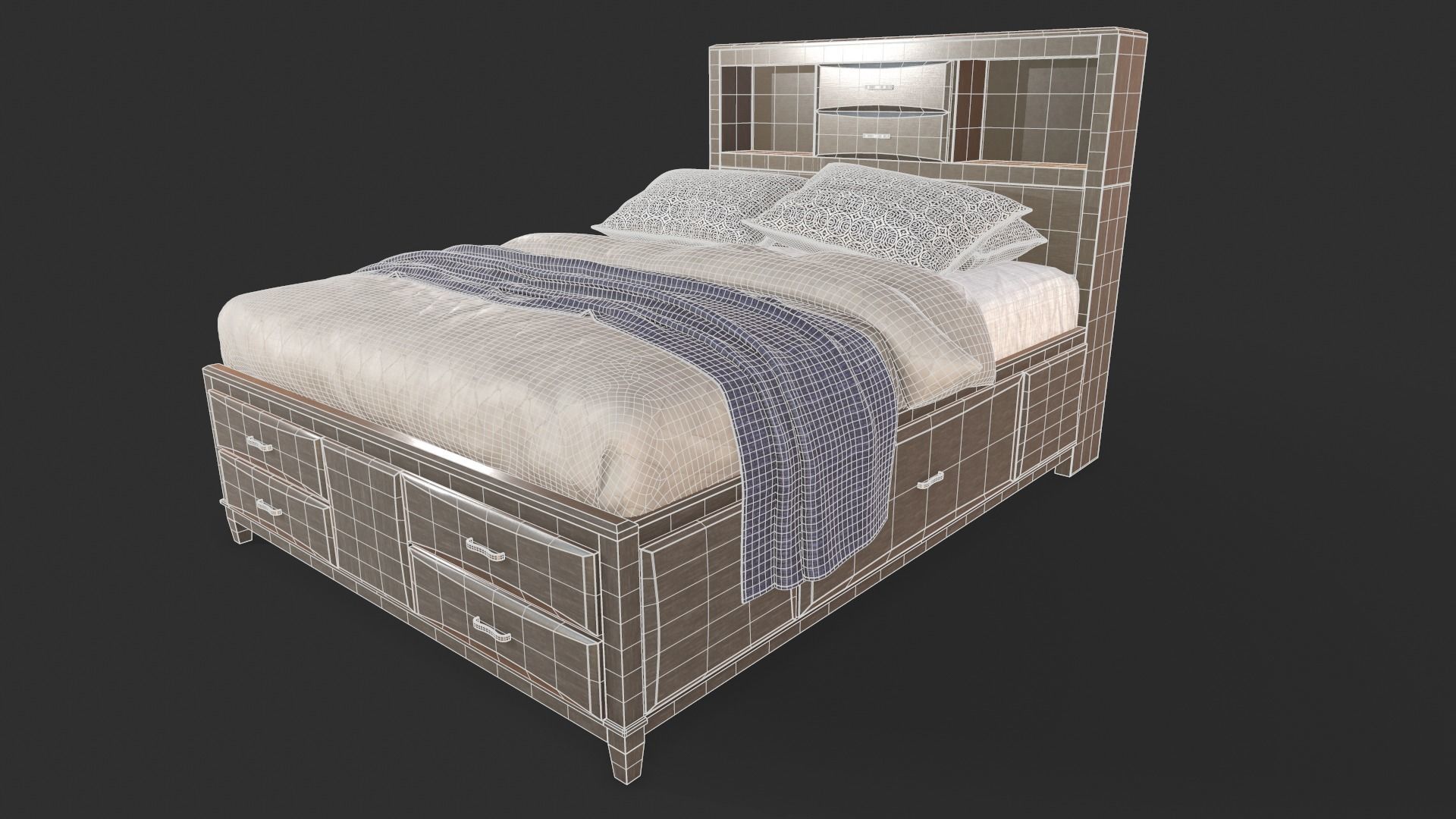 Ashley Caitbrook Queen Storage Bed 3D model_7