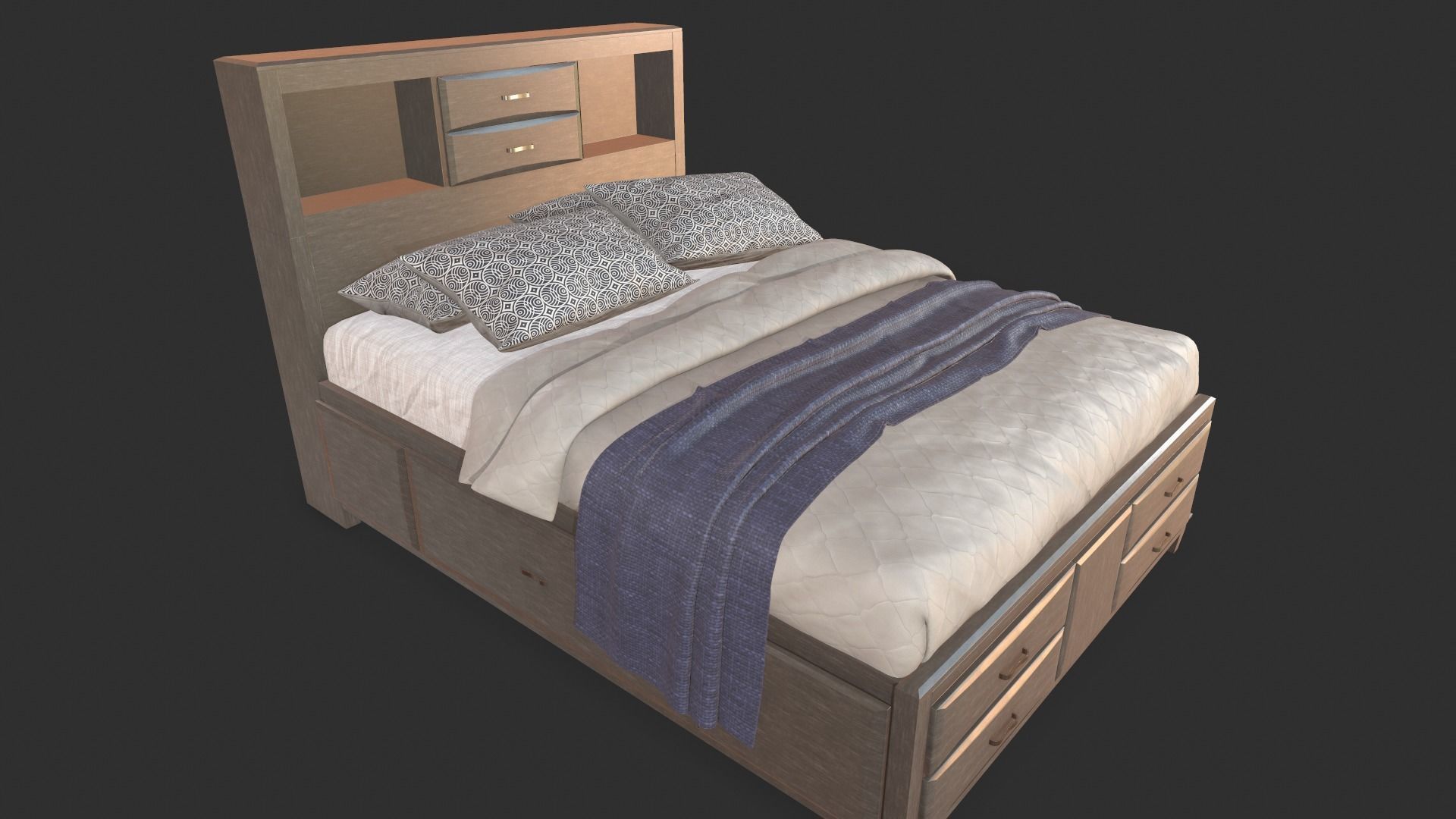 Ashley Caitbrook Queen Storage Bed 3D model_3