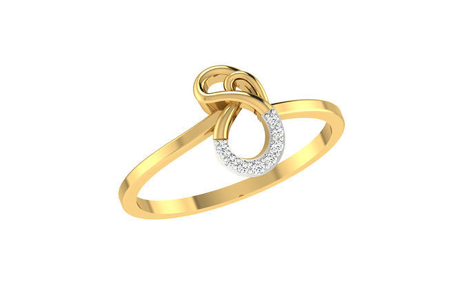 Light Weight Yellow Gold Diamond Ring  -EZ R-116 3D print model