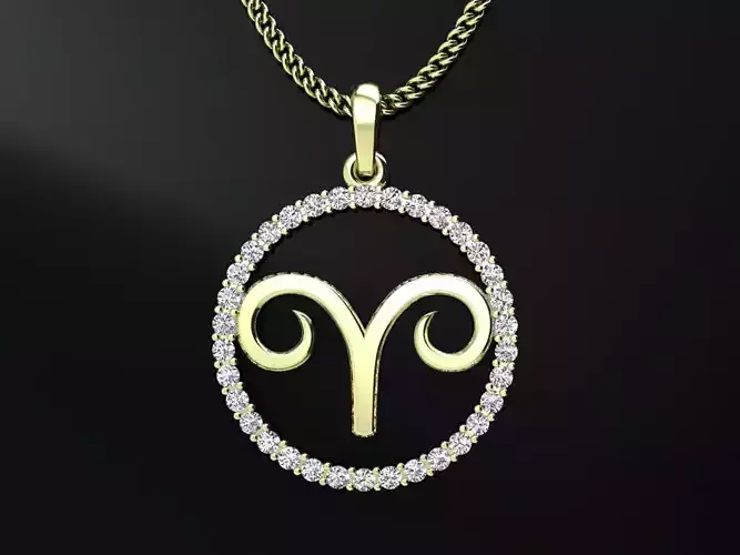 Pendant zodiac sign Aries for 3d print 3D print model