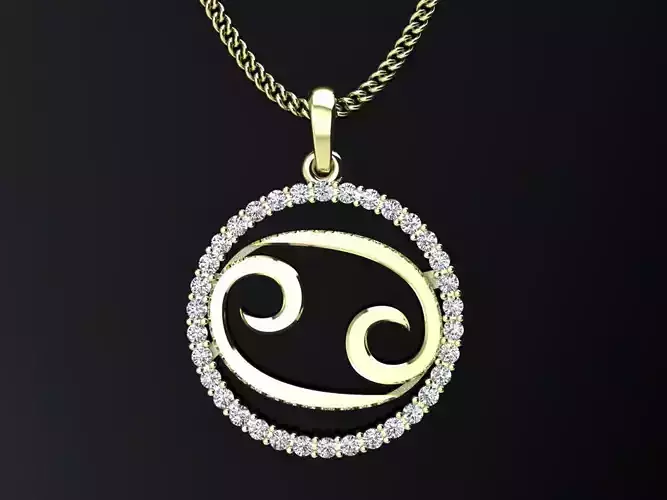 Pendant zodiac sign Cancer for 3d print 3D print model