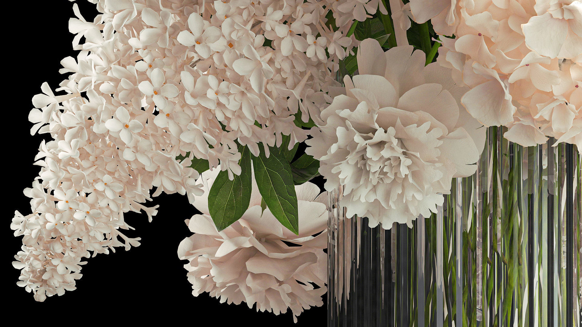 collection Large bouquet of white flowers vase lilac hydrangea _19