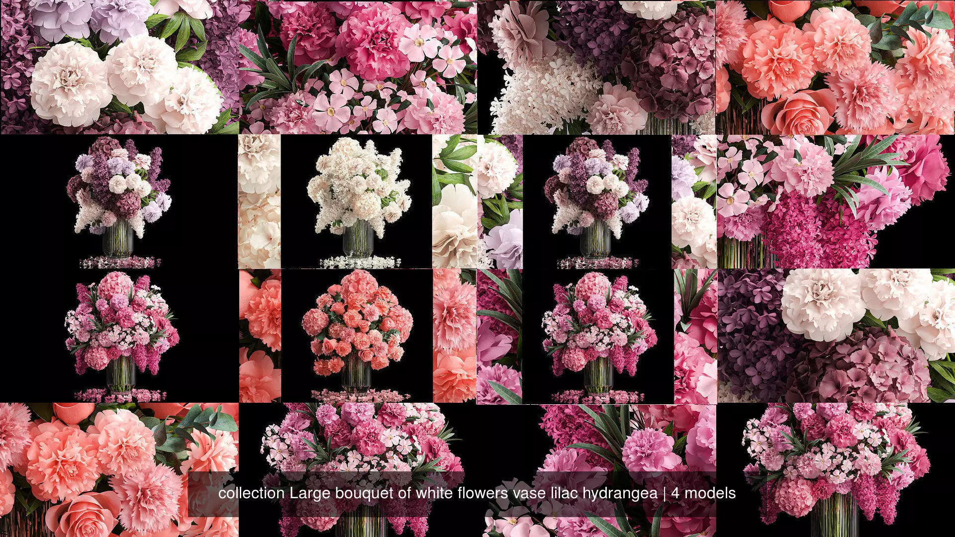 collection Large bouquet of white flowers vase lilac hydrangea _0