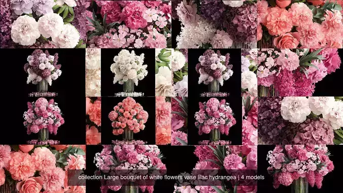 collection Large bouquet of white flowers vase lilac hydrangea 