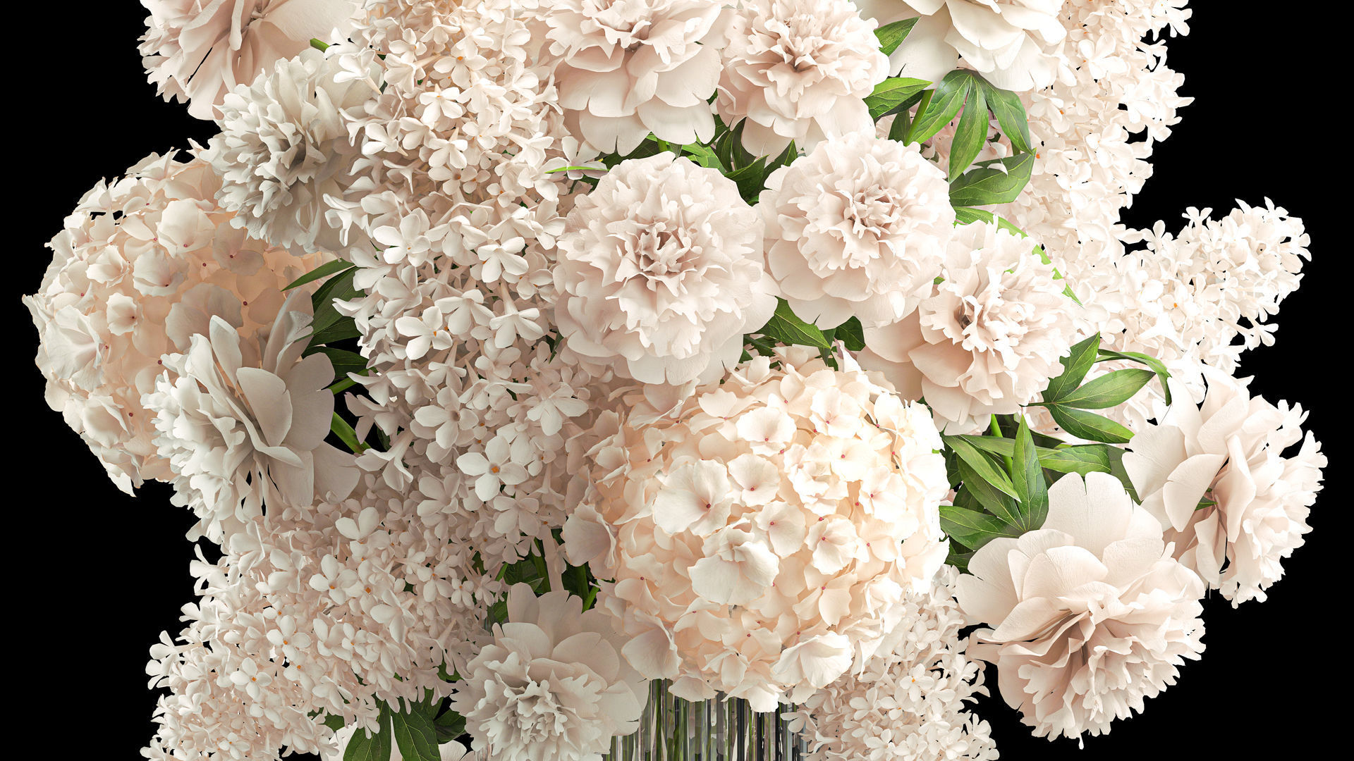 collection Large bouquet of white flowers vase lilac hydrangea _16