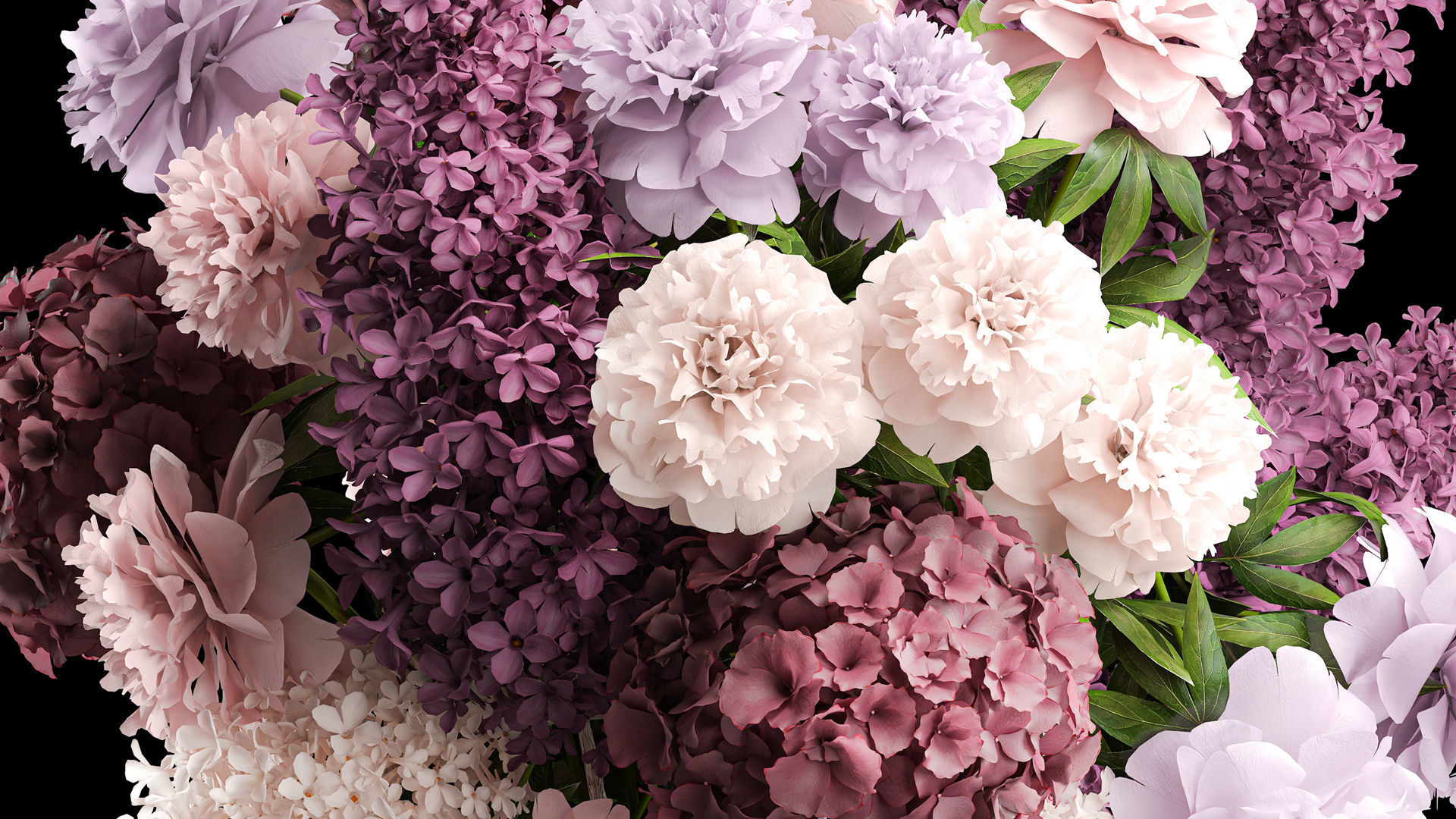 collection Large bouquet of white flowers vase lilac hydrangea _10