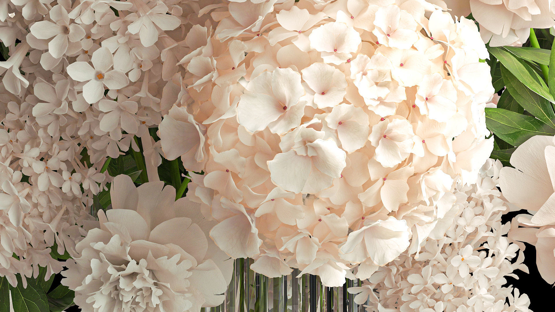 collection Large bouquet of white flowers vase lilac hydrangea _18