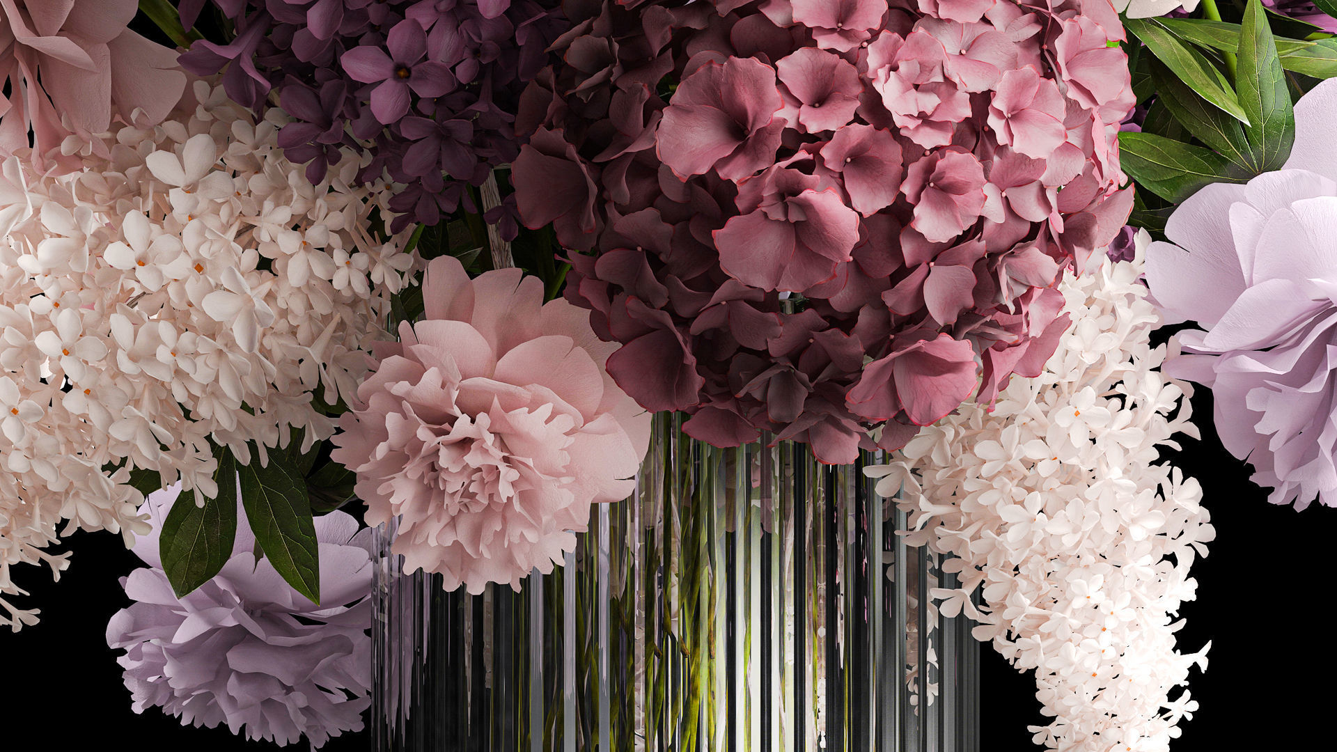 collection Large bouquet of white flowers vase lilac hydrangea _11