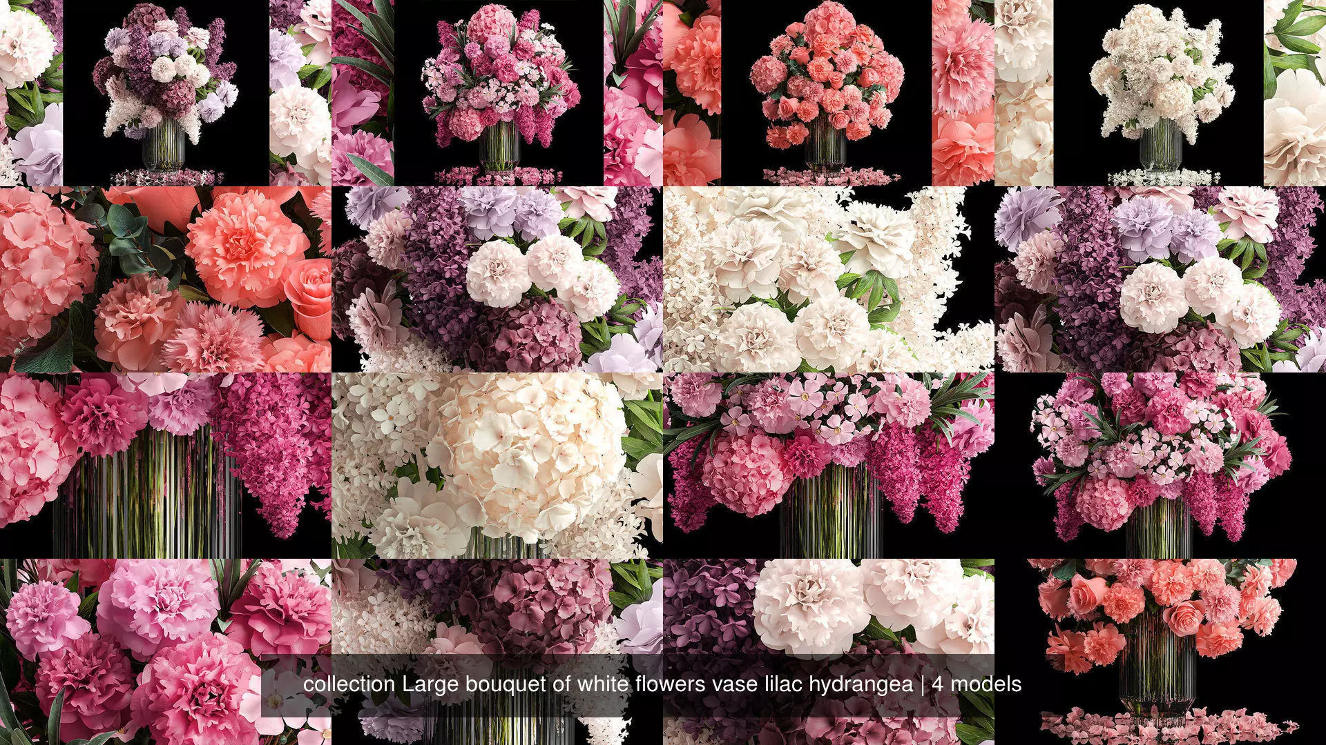collection Large bouquet of white flowers vase lilac hydrangea _1