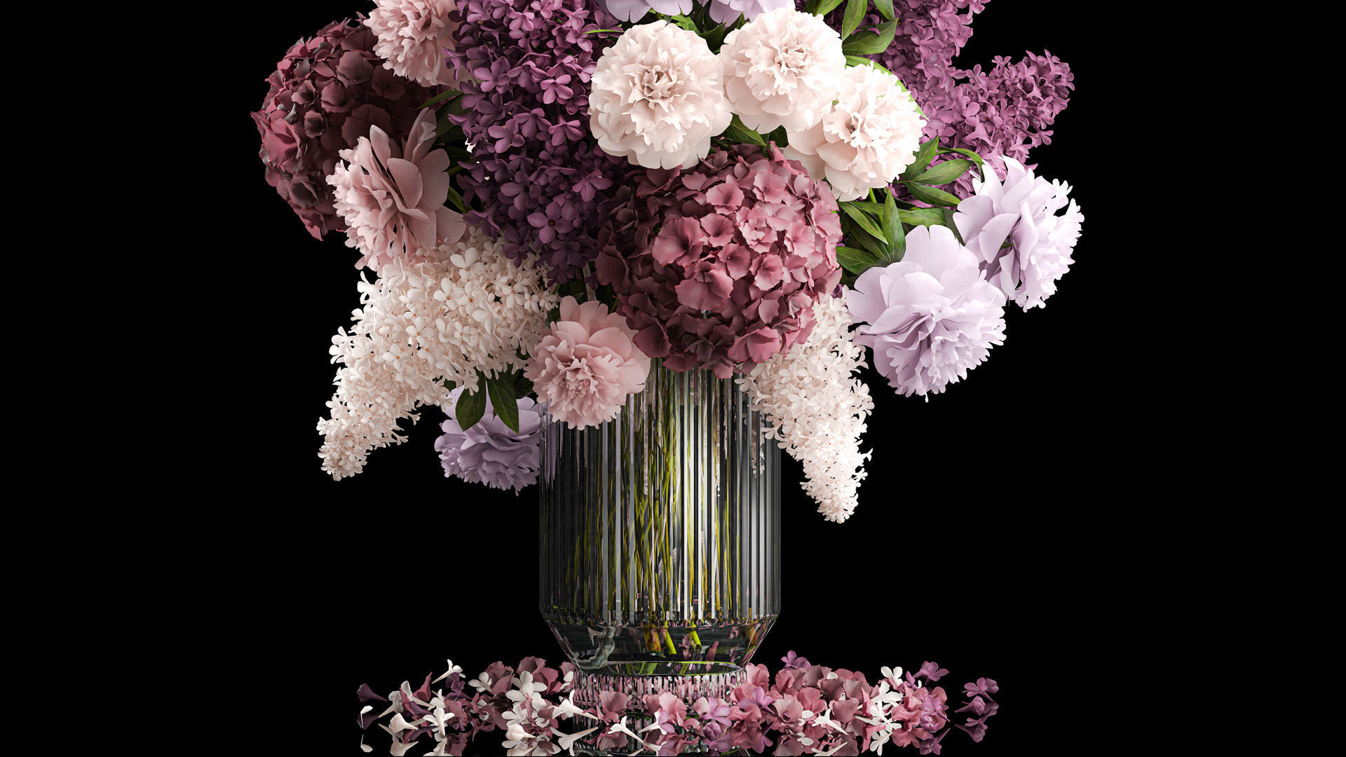 collection Large bouquet of white flowers vase lilac hydrangea _6