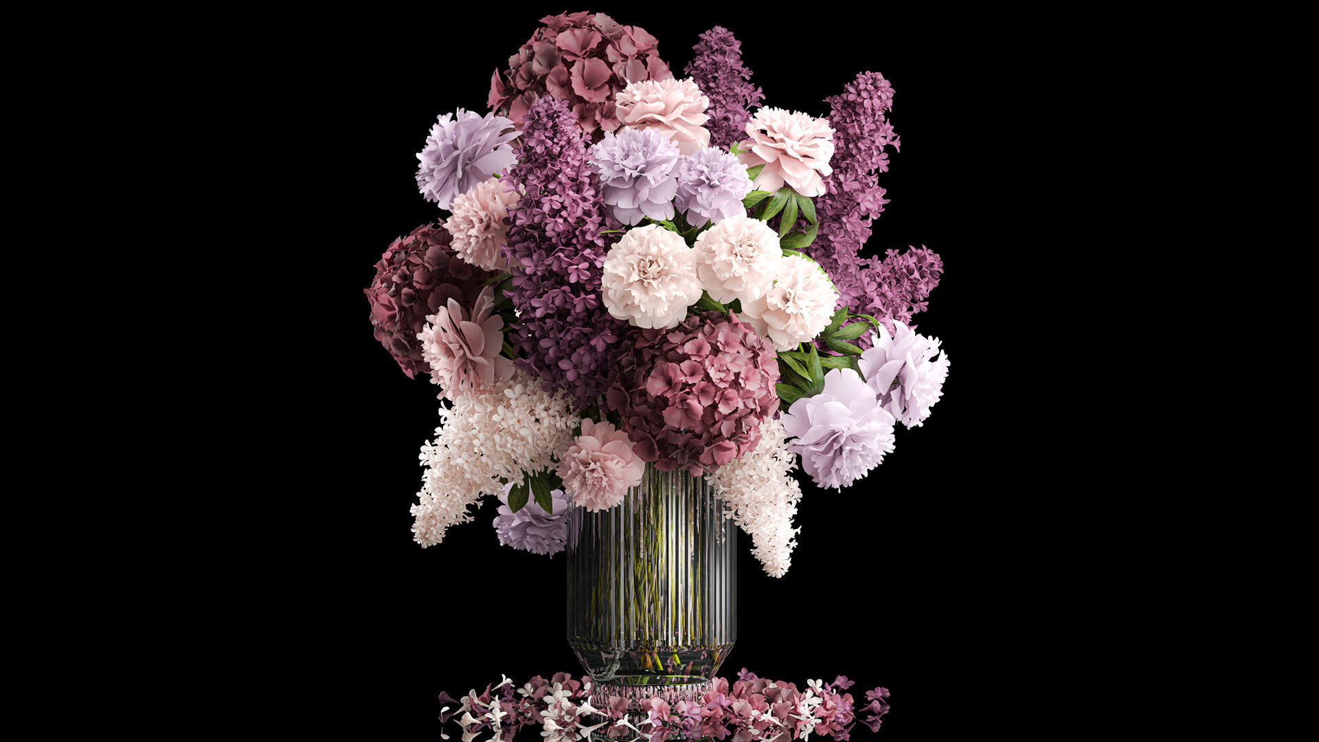 collection Large bouquet of white flowers vase lilac hydrangea _8