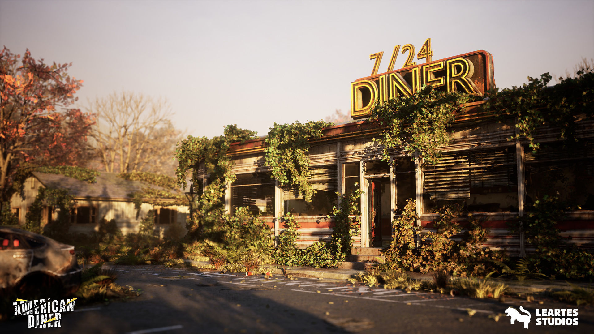 Post Apocalyptic American Diner Environment Low-poly 3D model_3