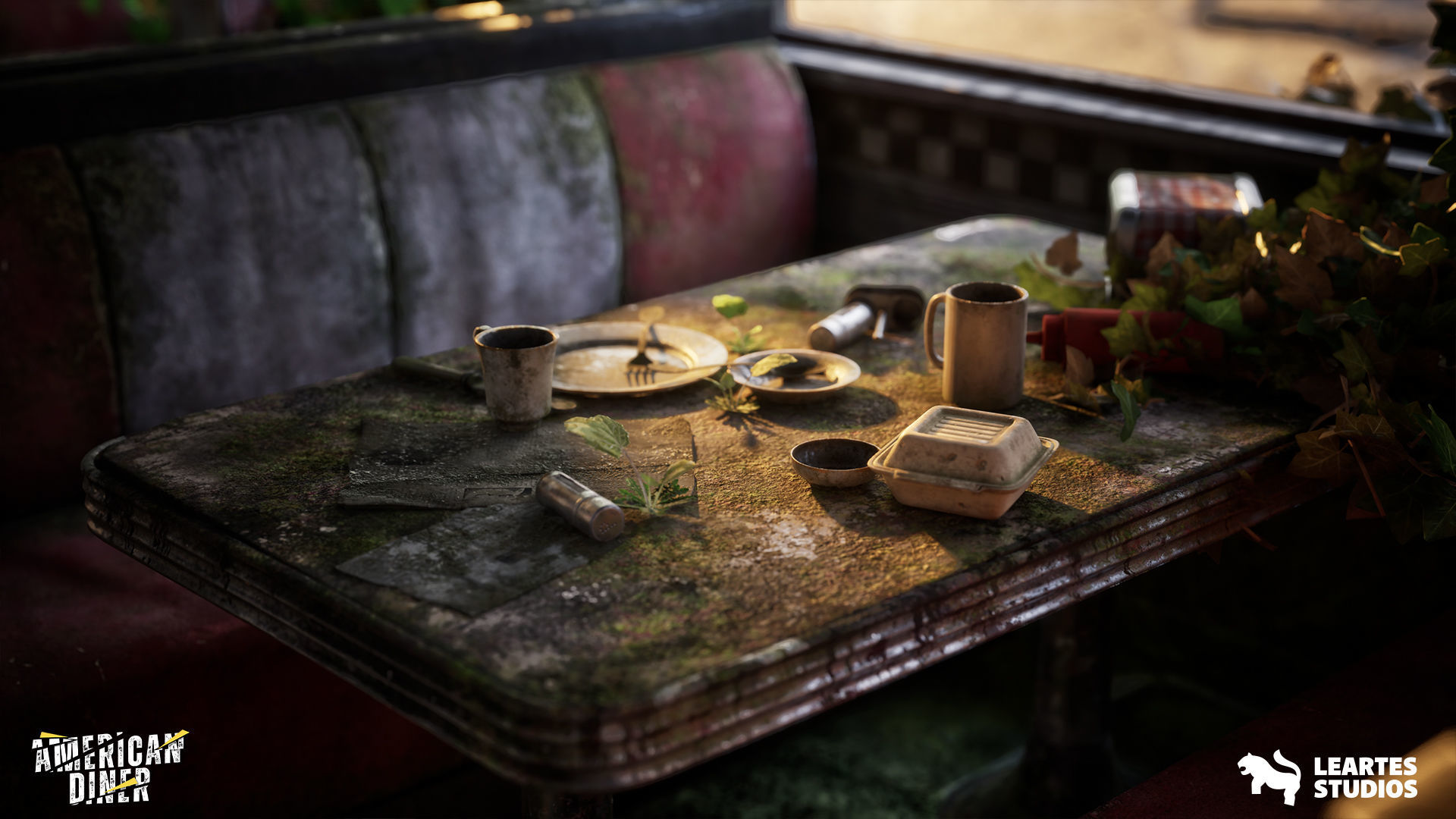 Post Apocalyptic American Diner Environment Low-poly 3D model_9