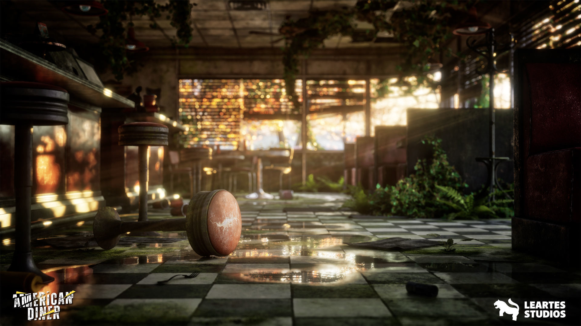 Post Apocalyptic American Diner Environment Low-poly 3D model_16