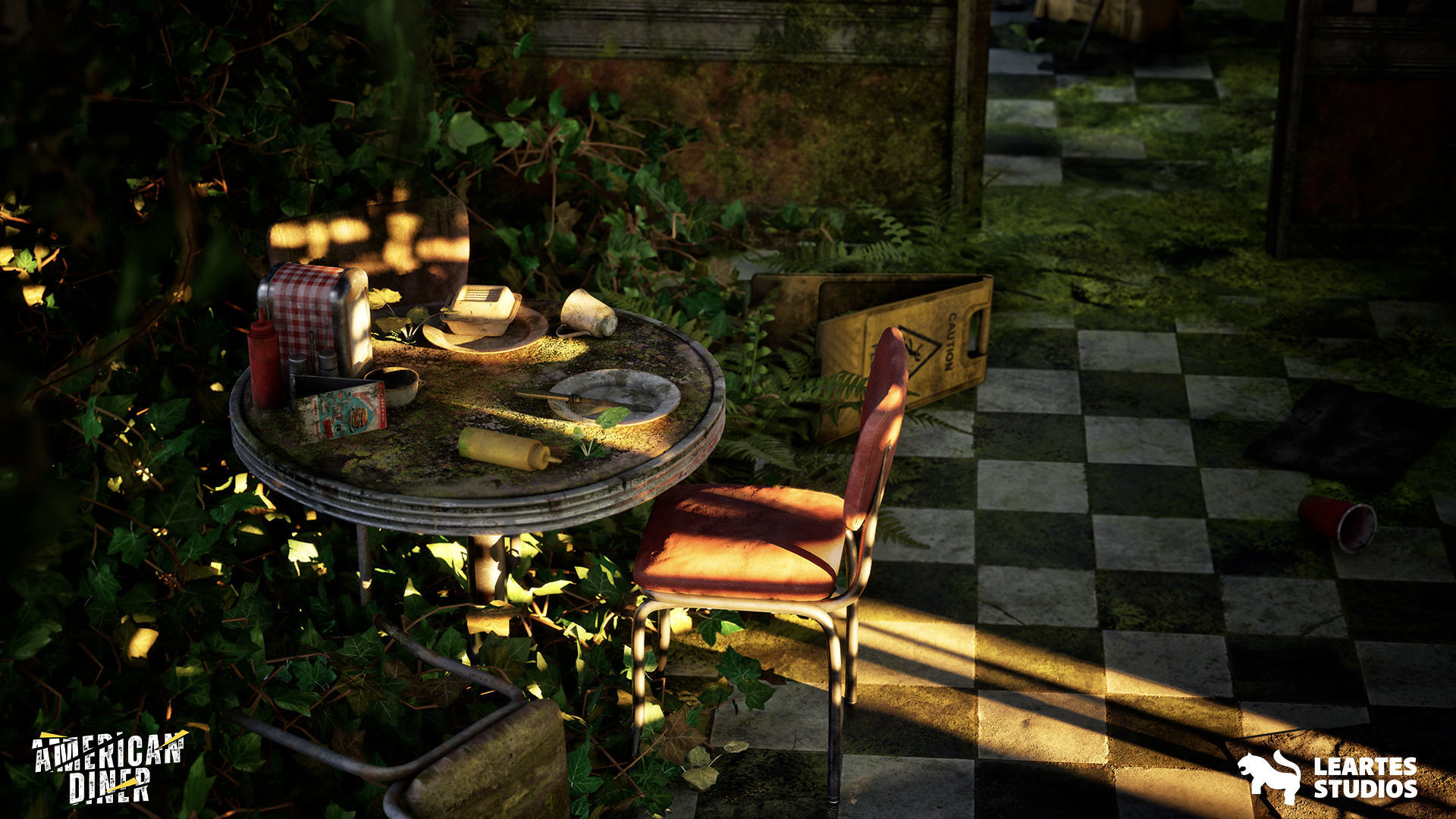 Post Apocalyptic American Diner Environment Low-poly 3D model_15