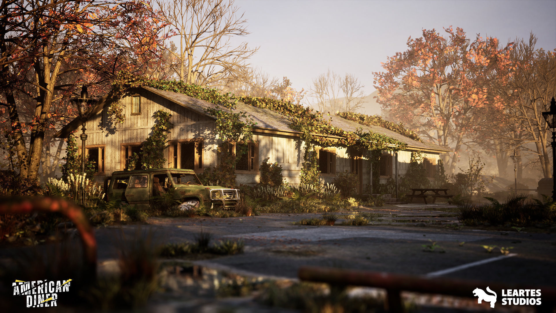 Post Apocalyptic American Diner Environment Low-poly 3D model_5