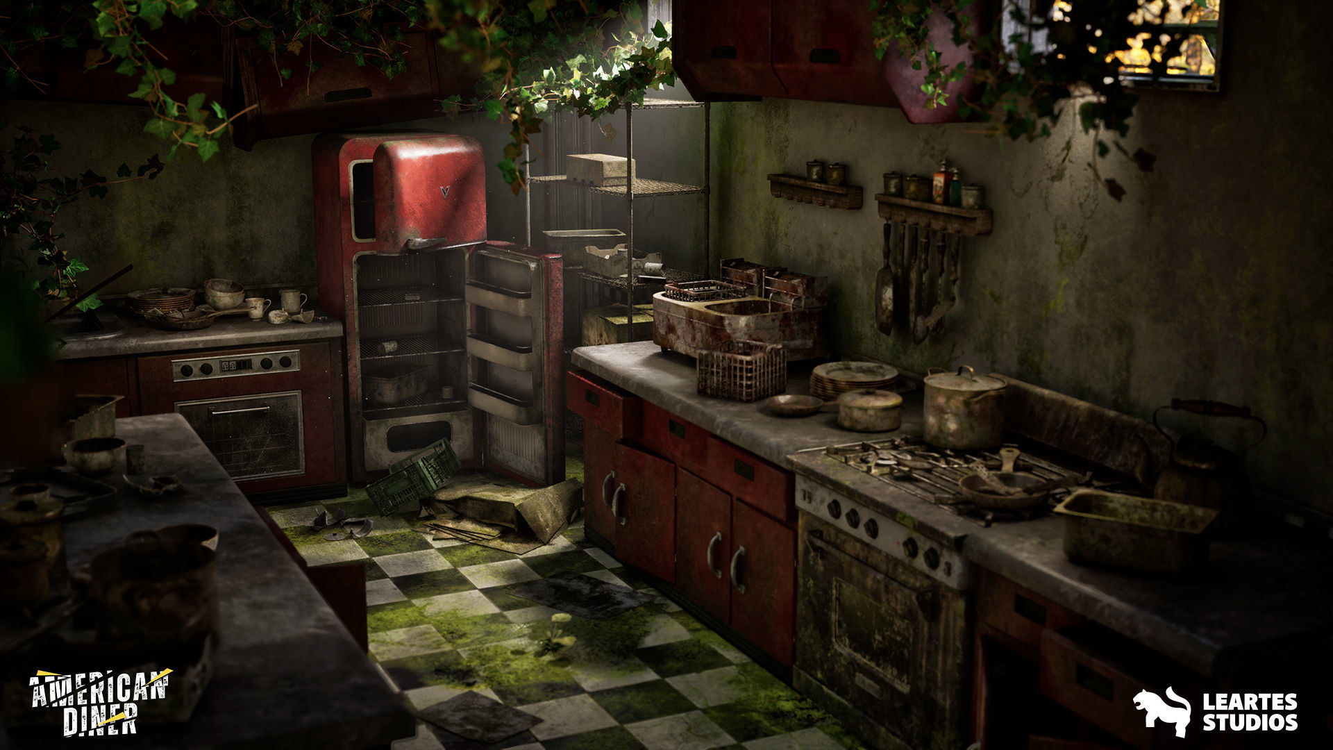 Post Apocalyptic American Diner Environment Low-poly 3D model_12