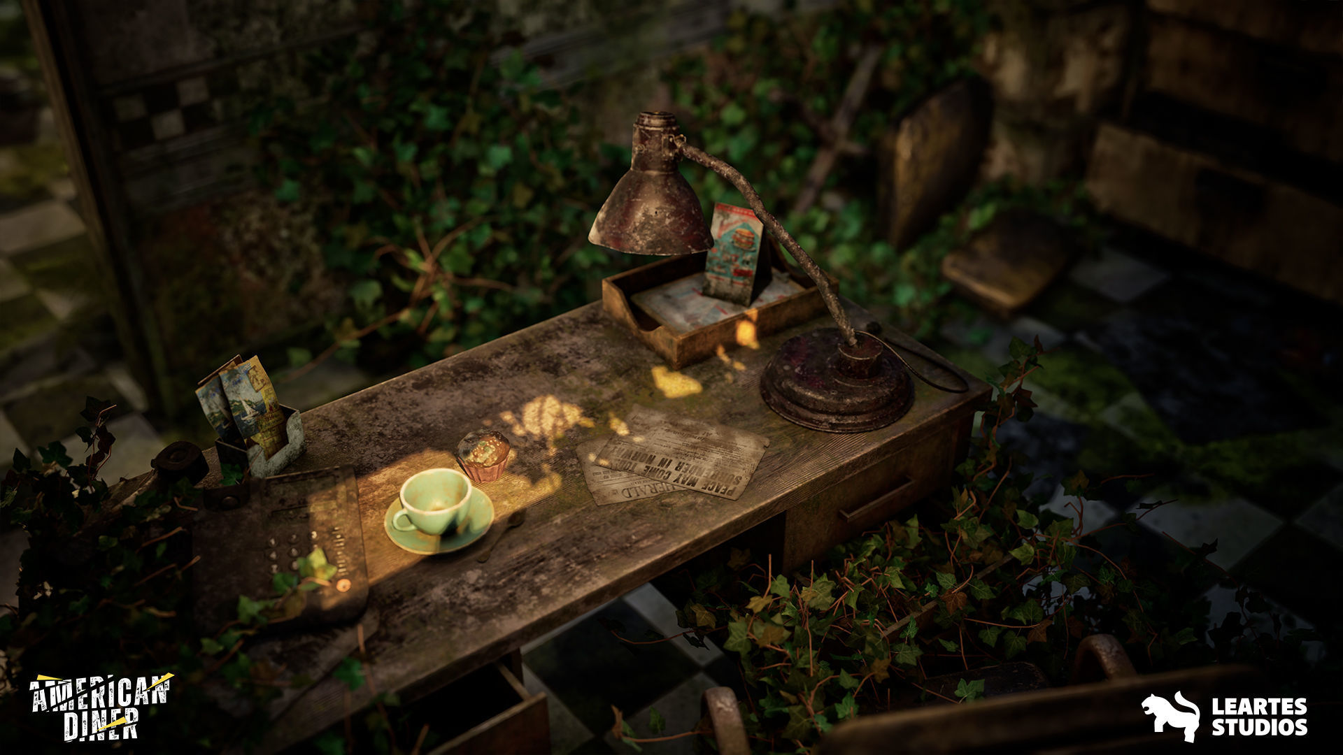 Post Apocalyptic American Diner Environment Low-poly 3D model_17