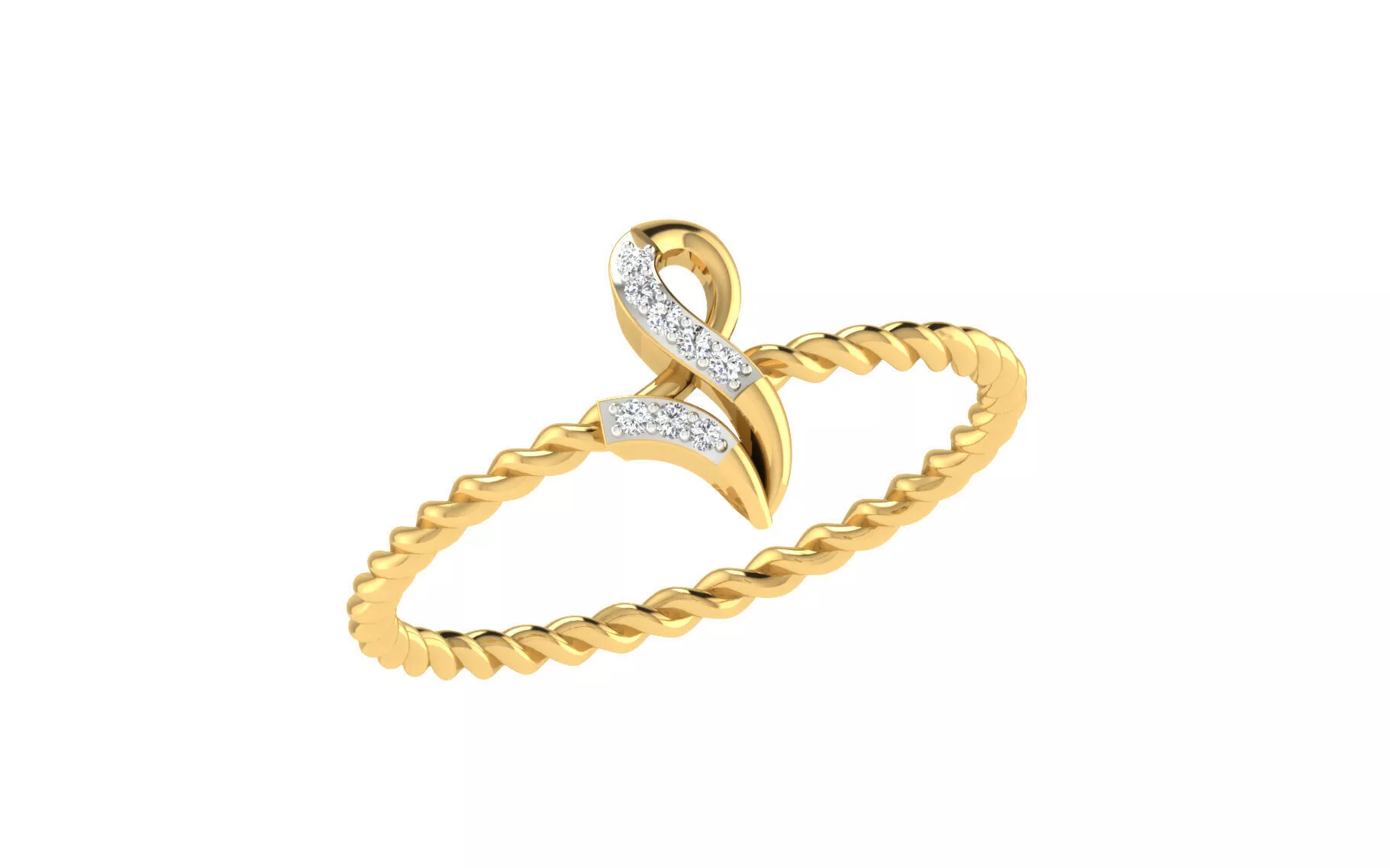 Light Weight Yellow Gold Diamond Ring -EZ R-129 3D print model