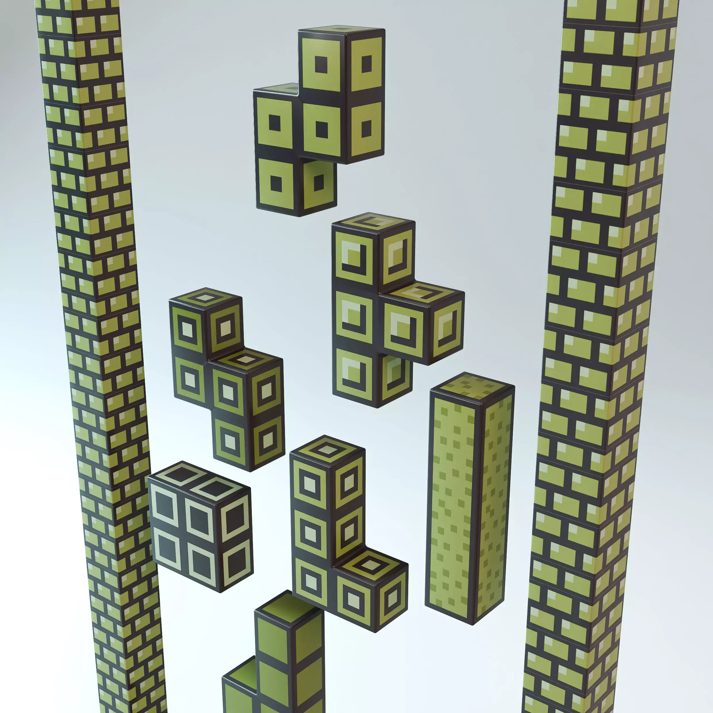 3D Retro Tetris Concept Screen 3D model