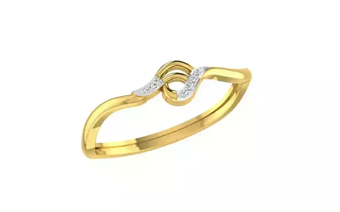 Light Weight Yellow Gold Diamond Ring  -EZ R-133