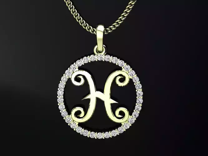 Pendant zodiac Pisces sign for 3d print 3D print model