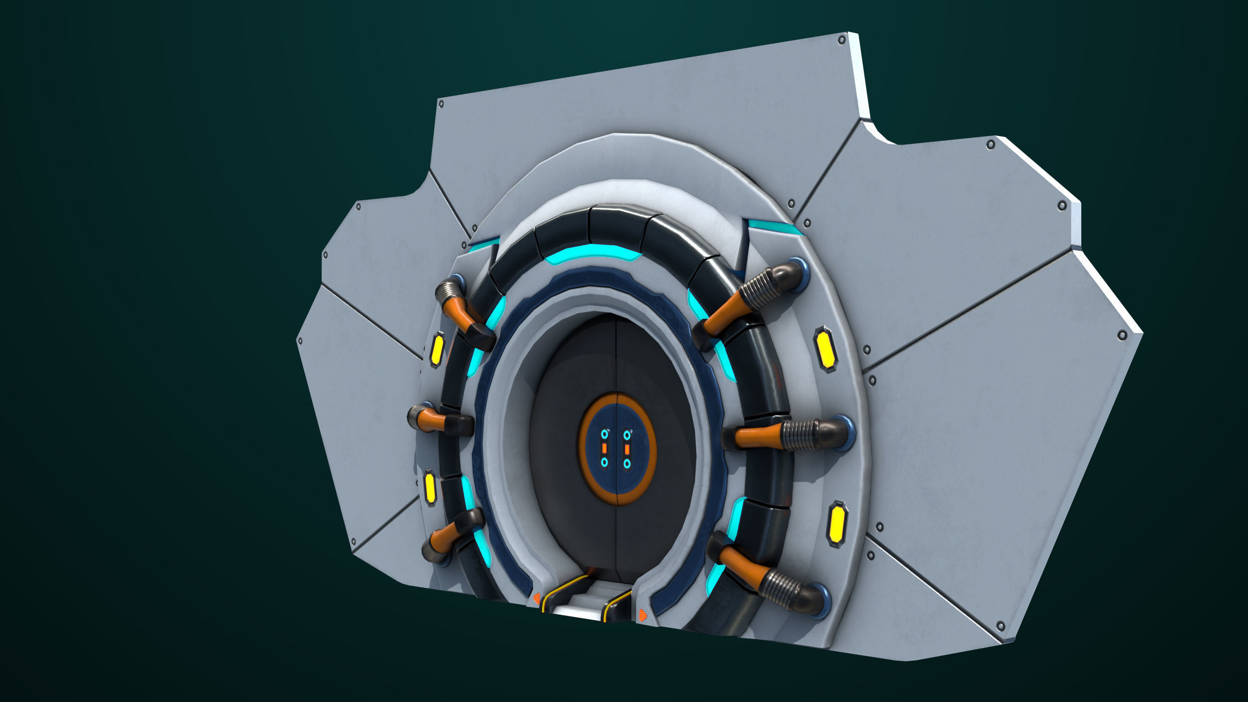 Sci Fi Door 03 All PBR Unity UE Textures Included Low-poly 3D model_5