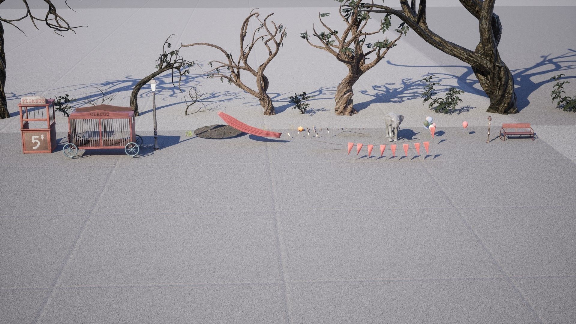 Creepy Circus 55 Assets Low-poly 3D model_13