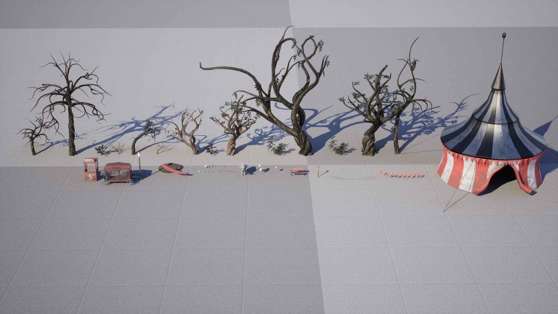 Creepy Circus 55 Assets Low-poly 3D model_12