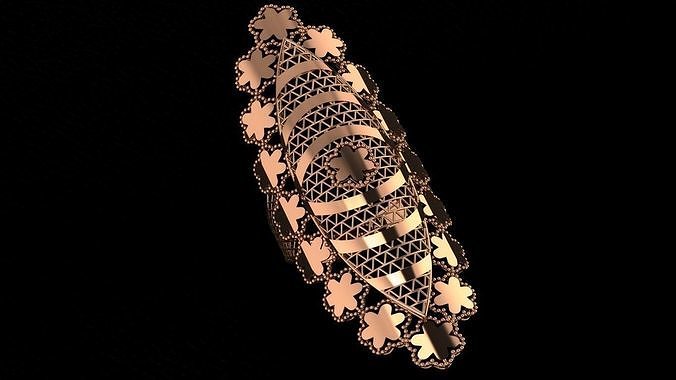Flower Ultra Vision Wire Mesh Jewelry Plain Gold Ring 3D print model