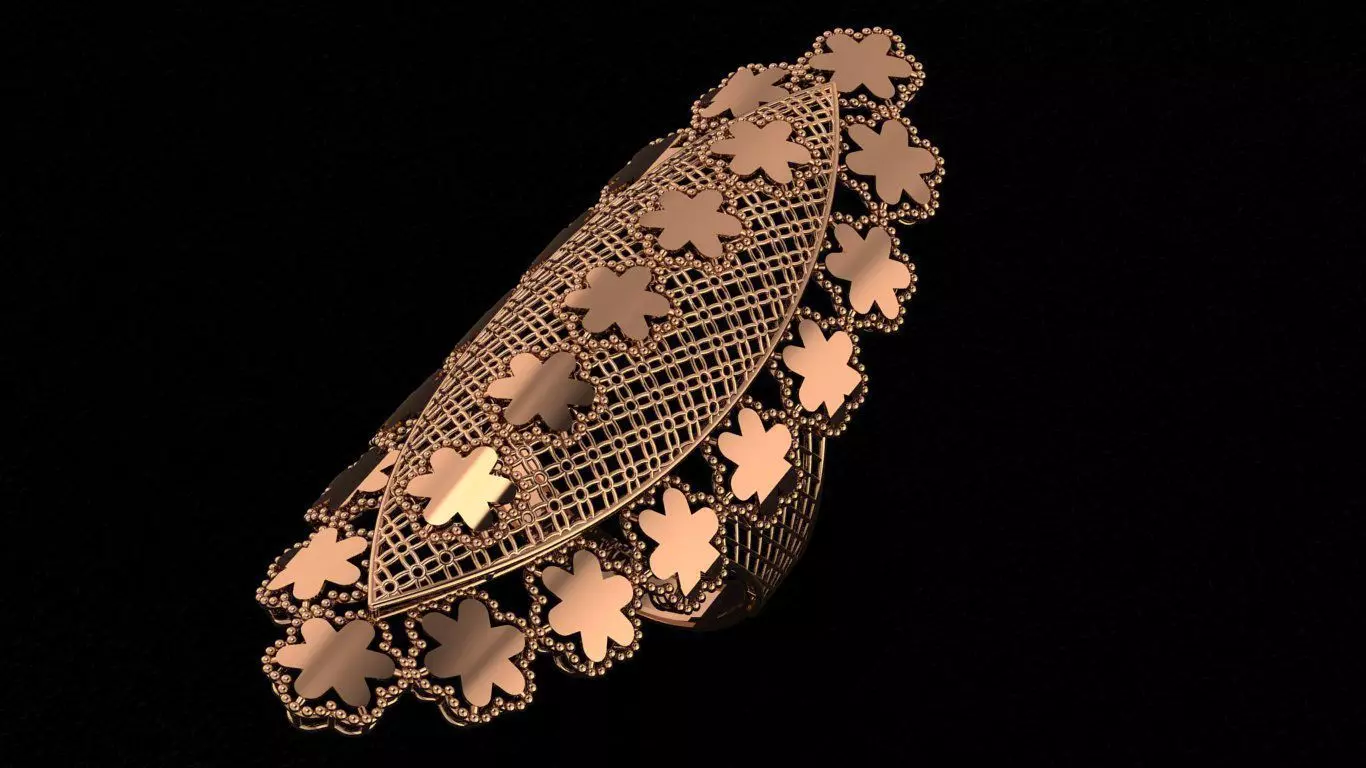 Flower Ultra Vision Wire Mesh Jewelry Plain Gold Ring 3D print model