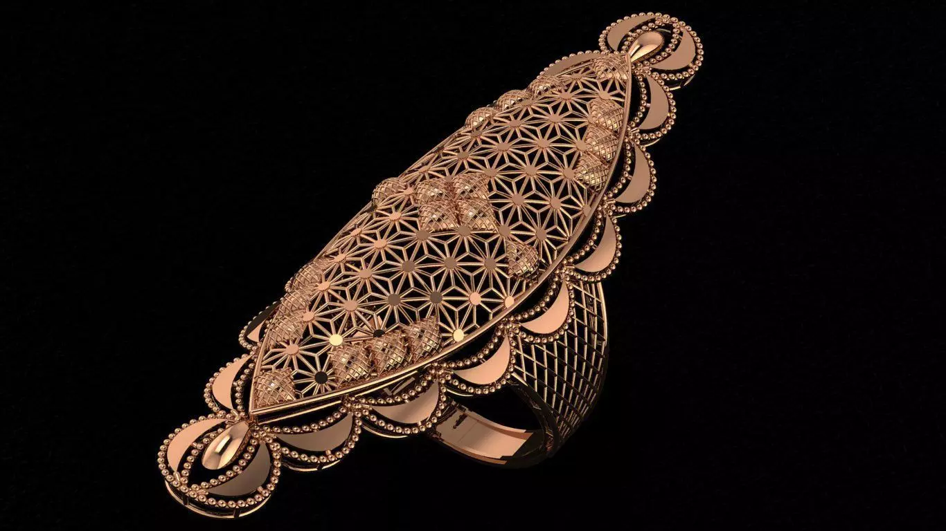Flower Ultra Vision Wire Mesh Jewelry Plain Gold Ring 3D print model