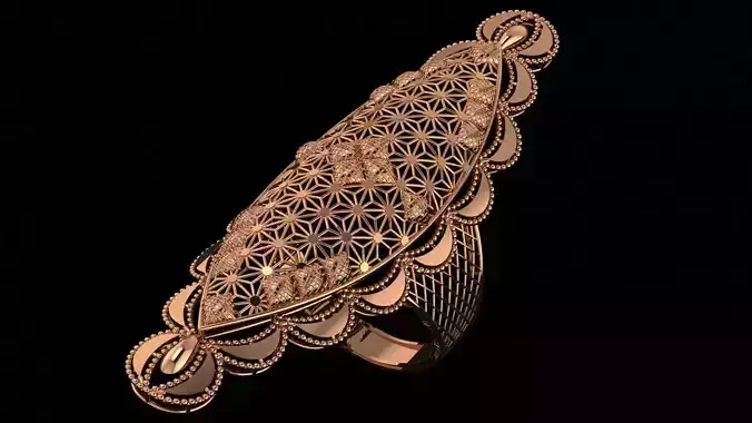 Flower Ultra Vision Wire Mesh Jewelry Plain Gold Ring