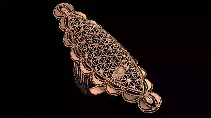 Flower Ultra Vision Wire Mesh Jewelry Plain Gold Ring