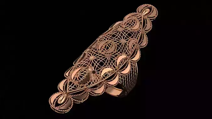 Moon Ultra Vision Wire Mesh Jewelry Plain Gold Ring