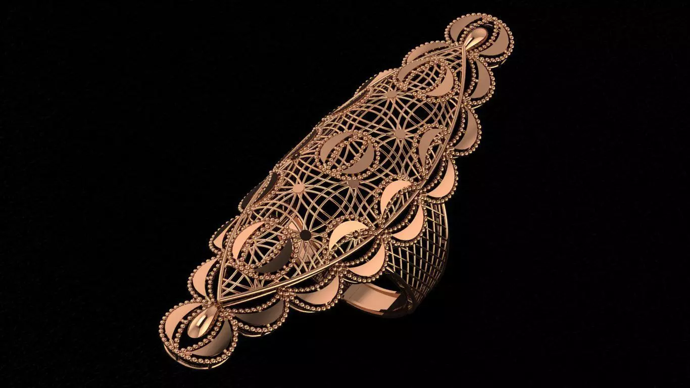 Moon Ultra Vision Wire Mesh Jewelry Plain Gold Ring 3D print model
