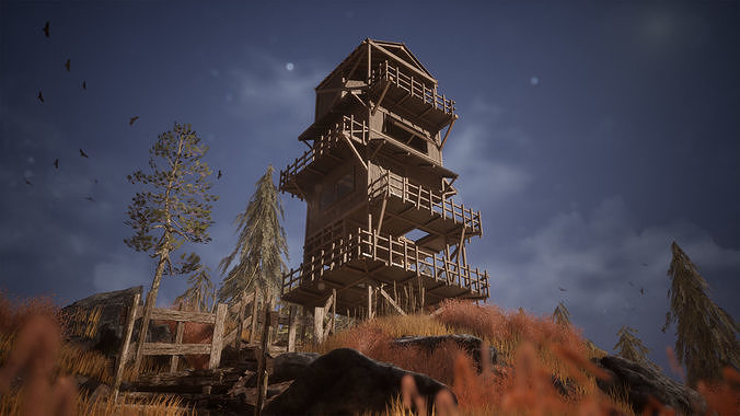 Modular Watchtower 36 Assets Low-poly 3D model