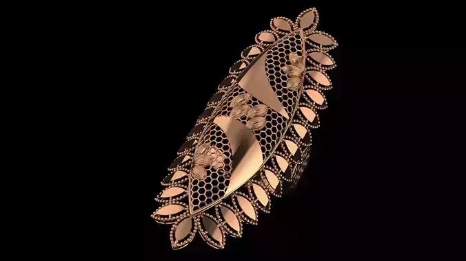 Flower Leaves Ultra Vision Wire Mesh Jewelry Plain Gold Ring