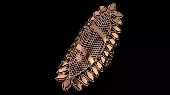 Leaves Ultra Vision Wire Mesh Jewelry Plain Gold Ring