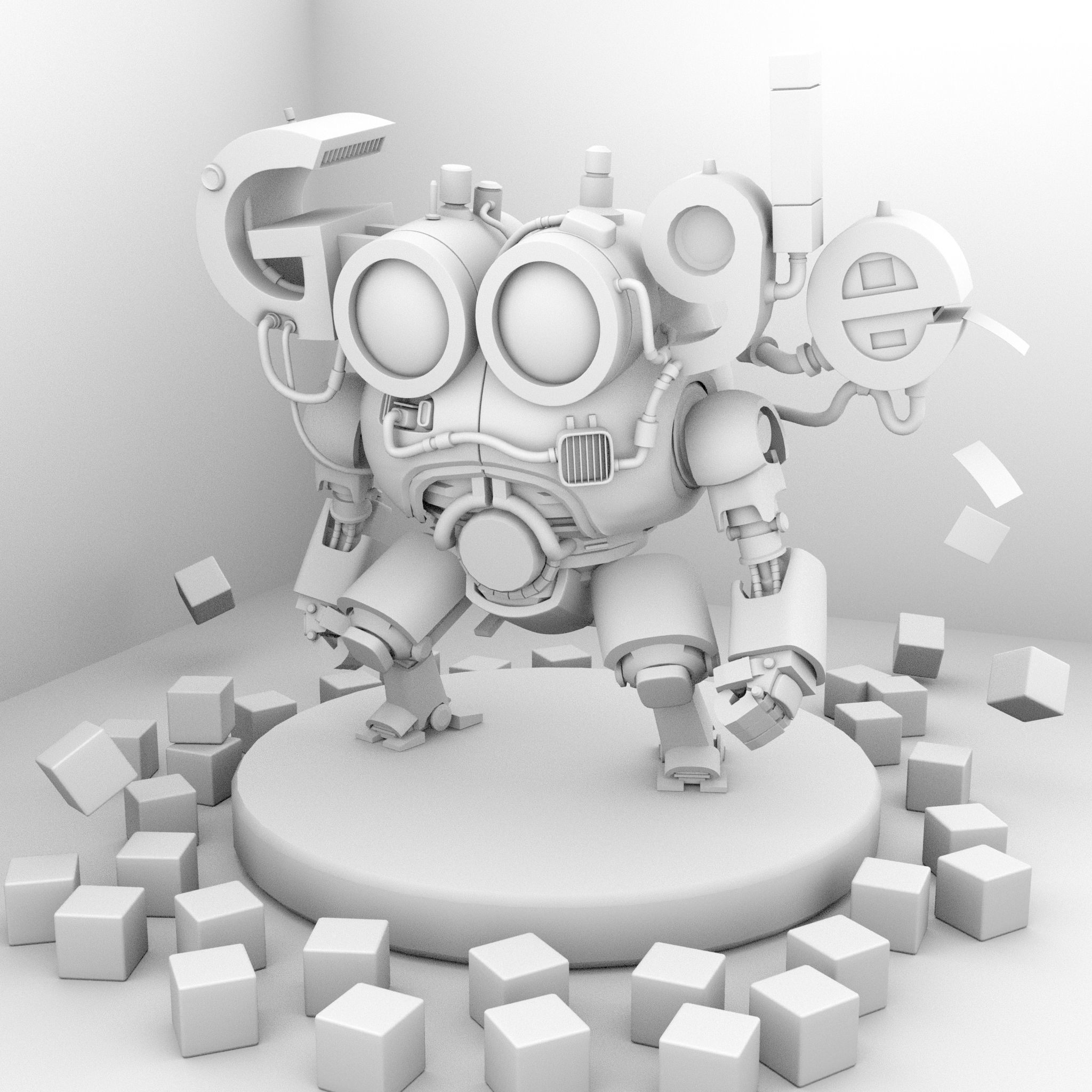 Google App Robot 3D Model Low-poly 3D model_6