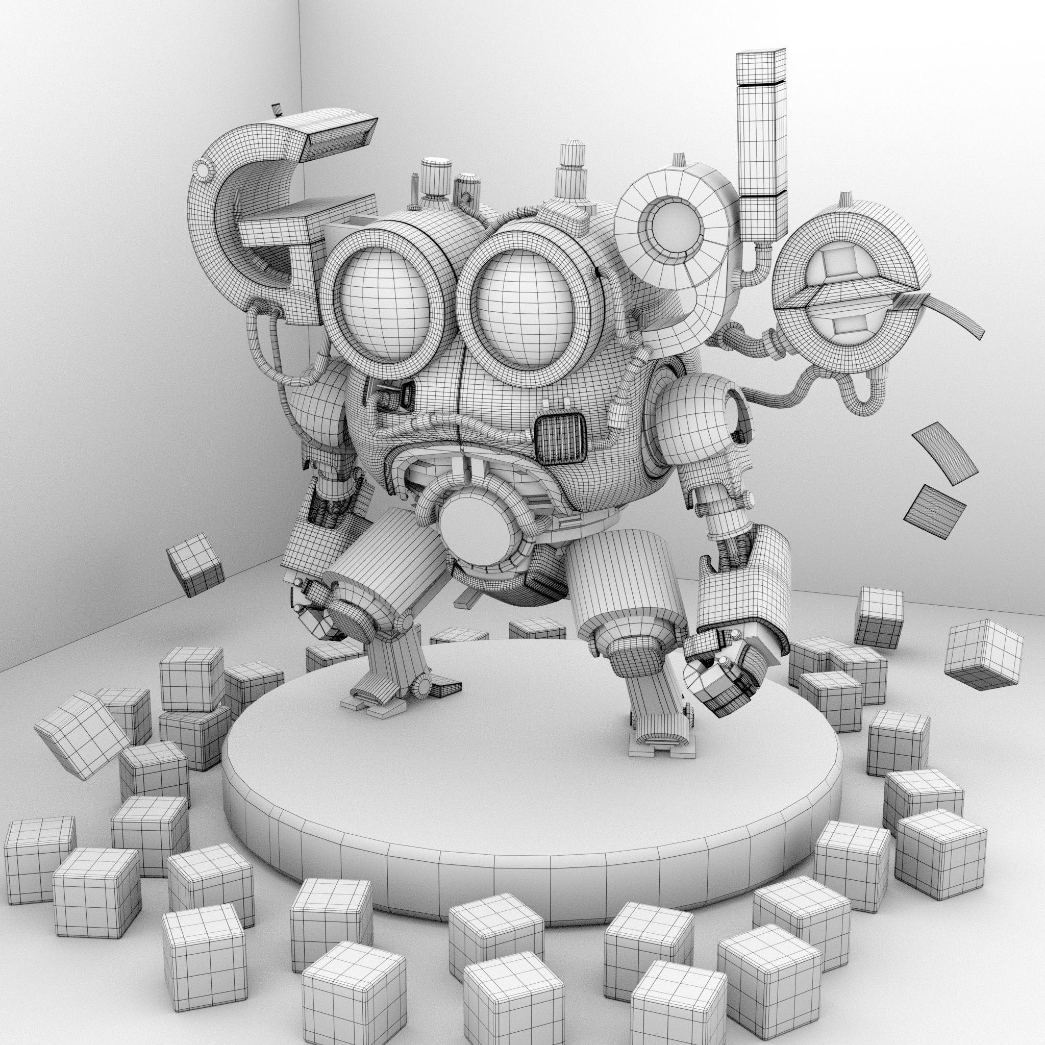 Google App Robot 3D Model Low-poly 3D model_5