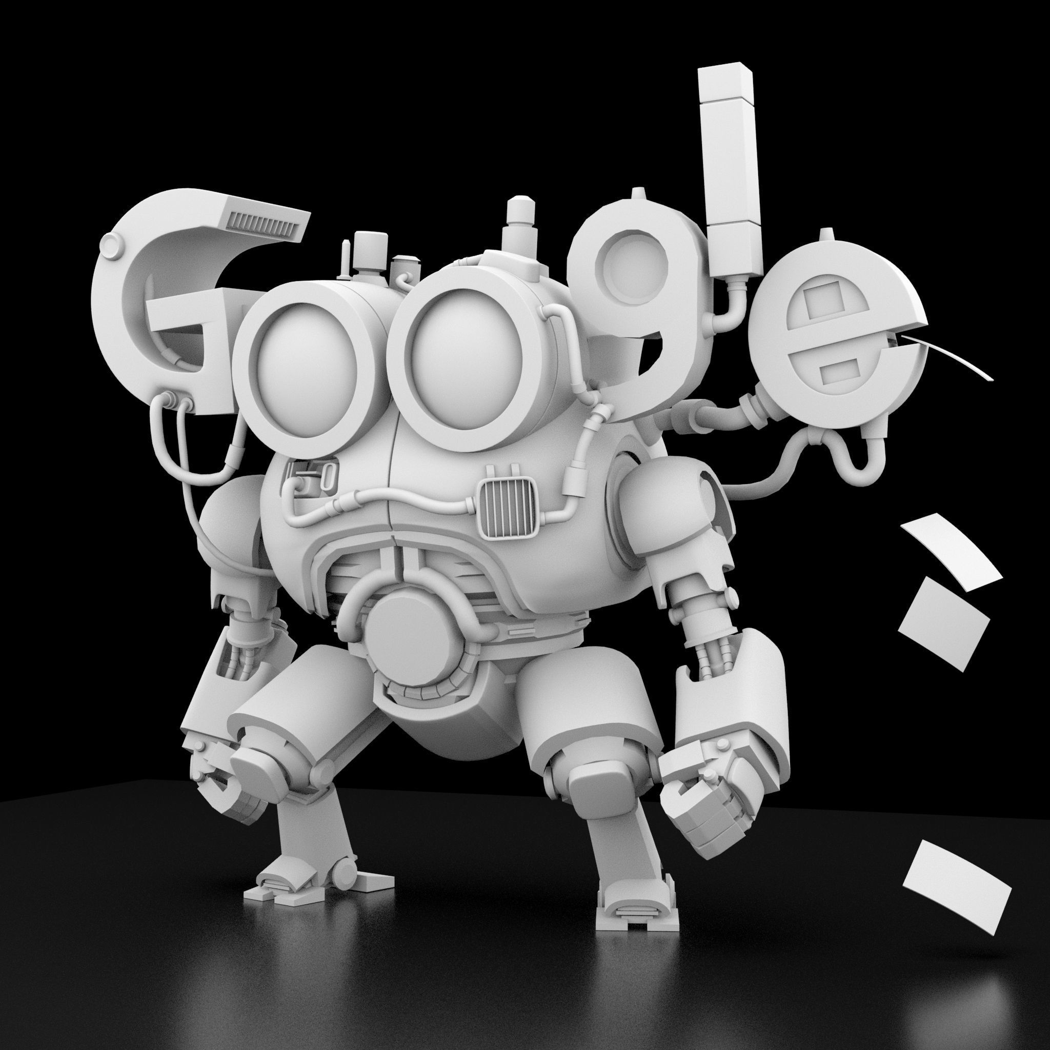 Google App Robot 3D Model Low-poly 3D model_7