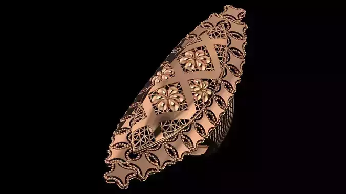 Flower Ultra Vision Wire Mesh Jewelry Plain Gold Ring